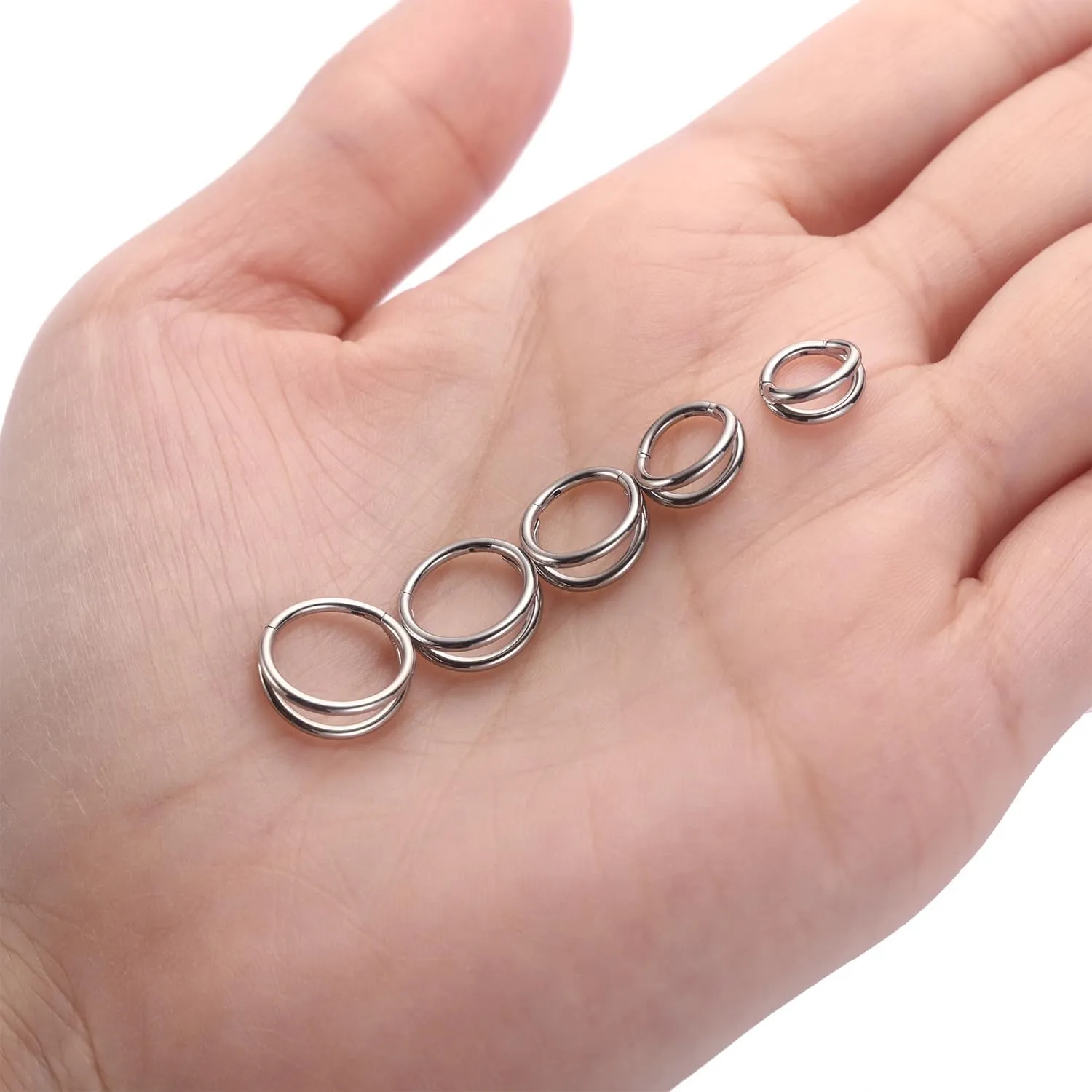 PEAKLINK 5 PCS Double Nose Hoop Rings Sets Conch Hoop Earring Surgical Steel Cartilage Helix Piercing 20G 18G 16G Septum Ring Earlobe Daith Jewelry Rook Tragus Hoop Earrings 6mm to 10mm