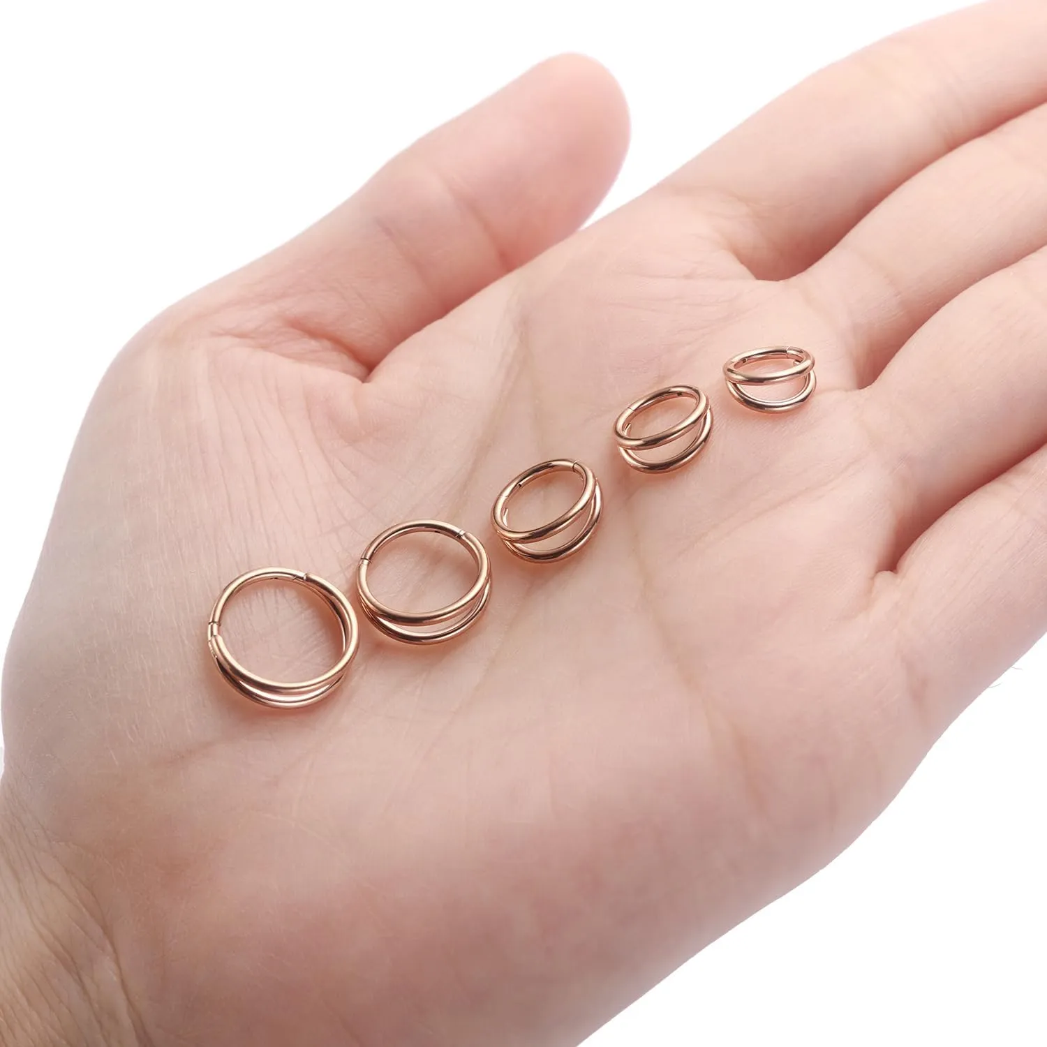 PEAKLINK 5 PCS Double Nose Hoop Rings Sets Conch Hoop Earring Surgical Steel Cartilage Helix Piercing 20G 18G 16G Septum Ring Earlobe Daith Jewelry Rook Tragus Hoop Earrings 6mm to 10mm