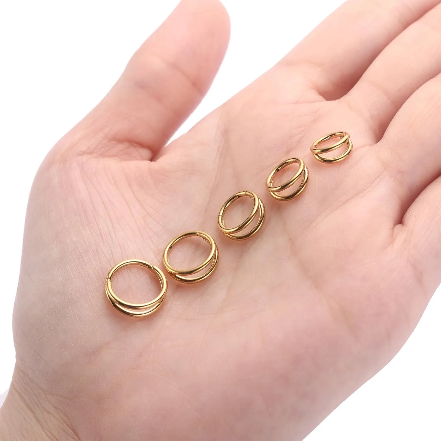 PEAKLINK 5 PCS Double Nose Hoop Rings Sets Conch Hoop Earring Surgical Steel Cartilage Helix Piercing 20G 18G 16G Septum Ring Earlobe Daith Jewelry Rook Tragus Hoop Earrings 6mm to 10mm