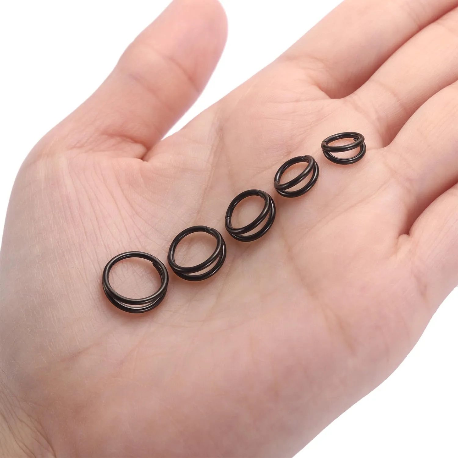 PEAKLINK 5 PCS Double Nose Hoop Rings Sets Conch Hoop Earring Surgical Steel Cartilage Helix Piercing 20G 18G 16G Septum Ring Earlobe Daith Jewelry Rook Tragus Hoop Earrings 6mm to 10mm