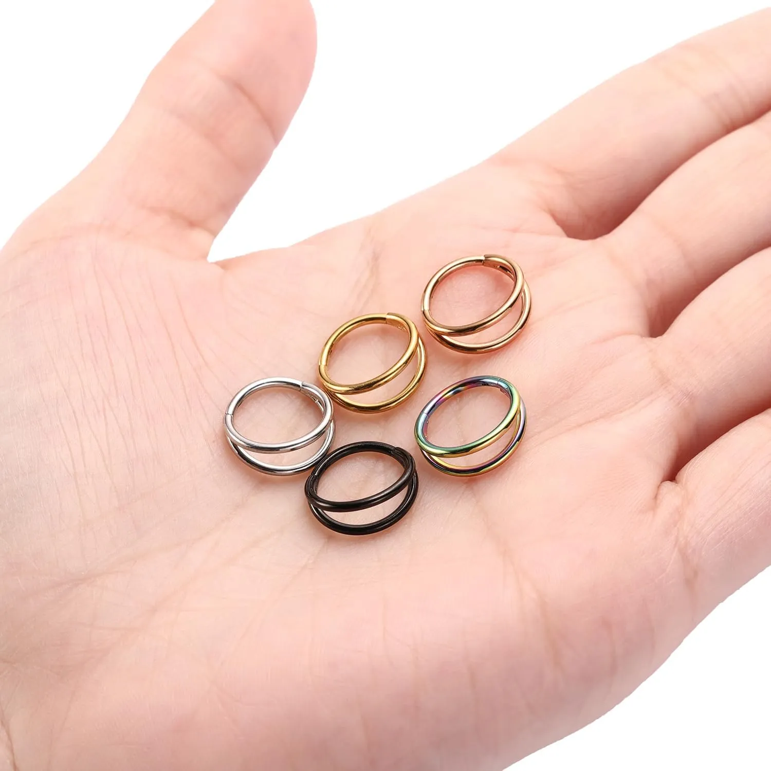 PEAKLINK Seamless Nose Hoop Rings 316L Surgical Steel Double Cartilage Helix Conch Piercing Jewelry Ear Hoop Earrings Septum Jewelry Septum Clicker Ring Daith Rook Tragus Lip Jewelry 6mm to 12mm