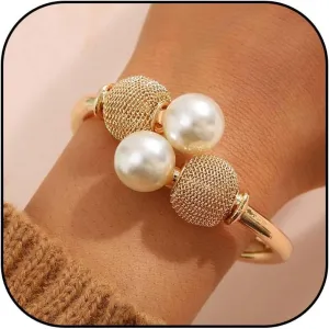 Pearl Bracelet for Women Dainty Gold Bangles Bracelet Prom Jewelry Rhinestone Bracelet Crystal Bracelet Wedding Jewelry for Brides Bridesmaid Gifts