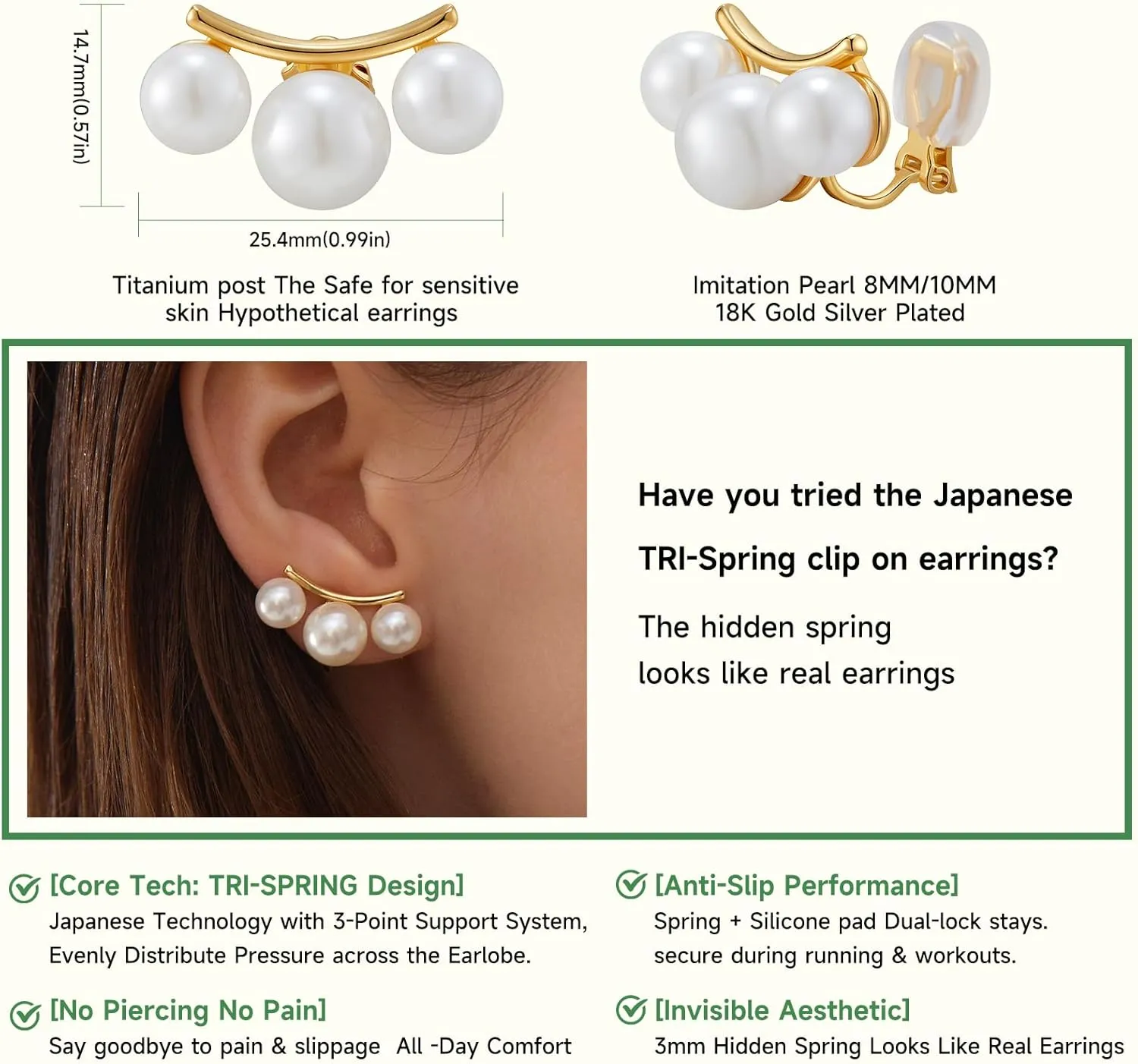 Pearl Clip on Earrings for Women Clip on Pearl Earrings Non Pierced Clip Earrings for Commuting Fashion Designer Trendy Luxury Jewely