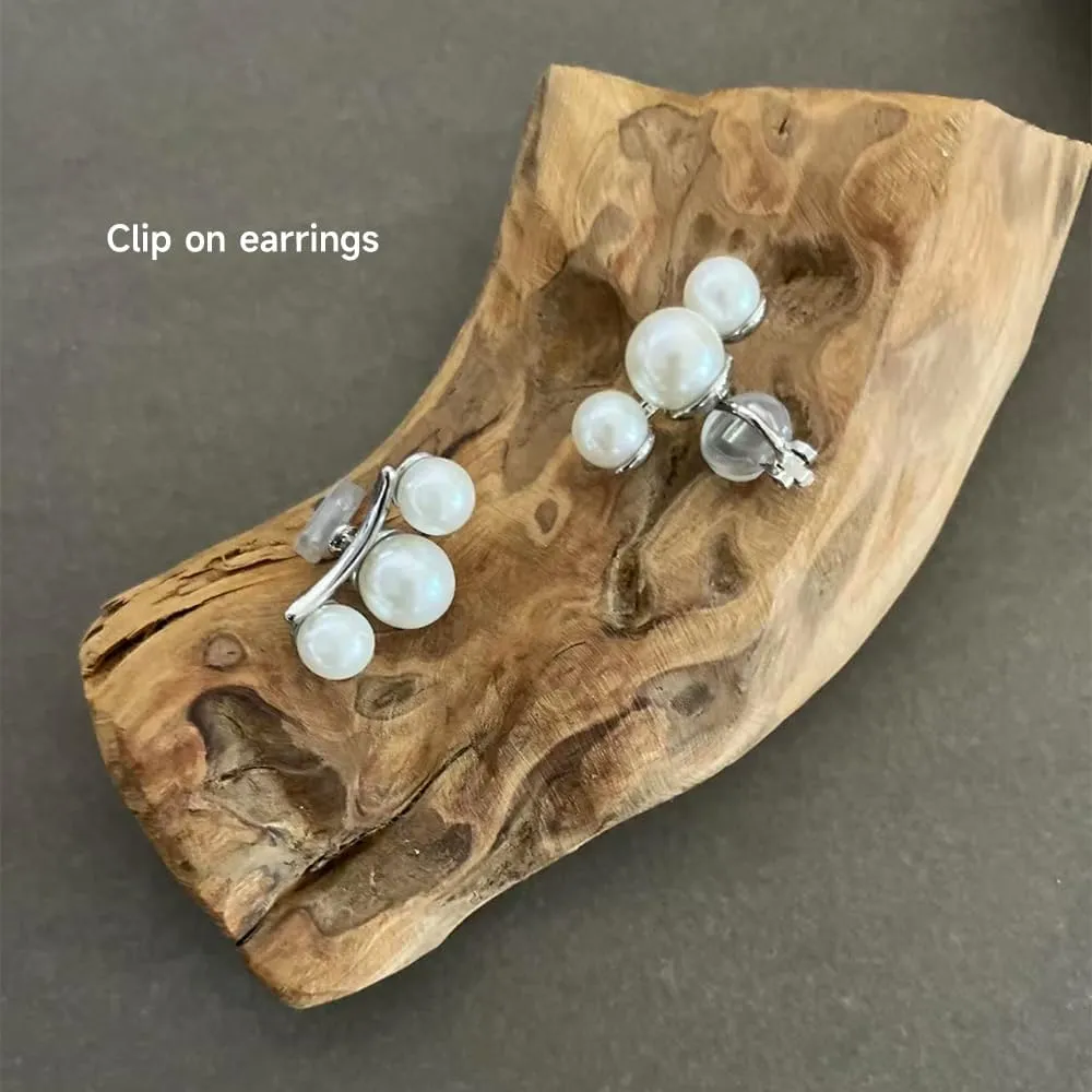 Pearl Clip on Earrings for Women Clip on Pearl Earrings Non Pierced Clip Earrings for Commuting Fashion Designer Trendy Luxury Jewely