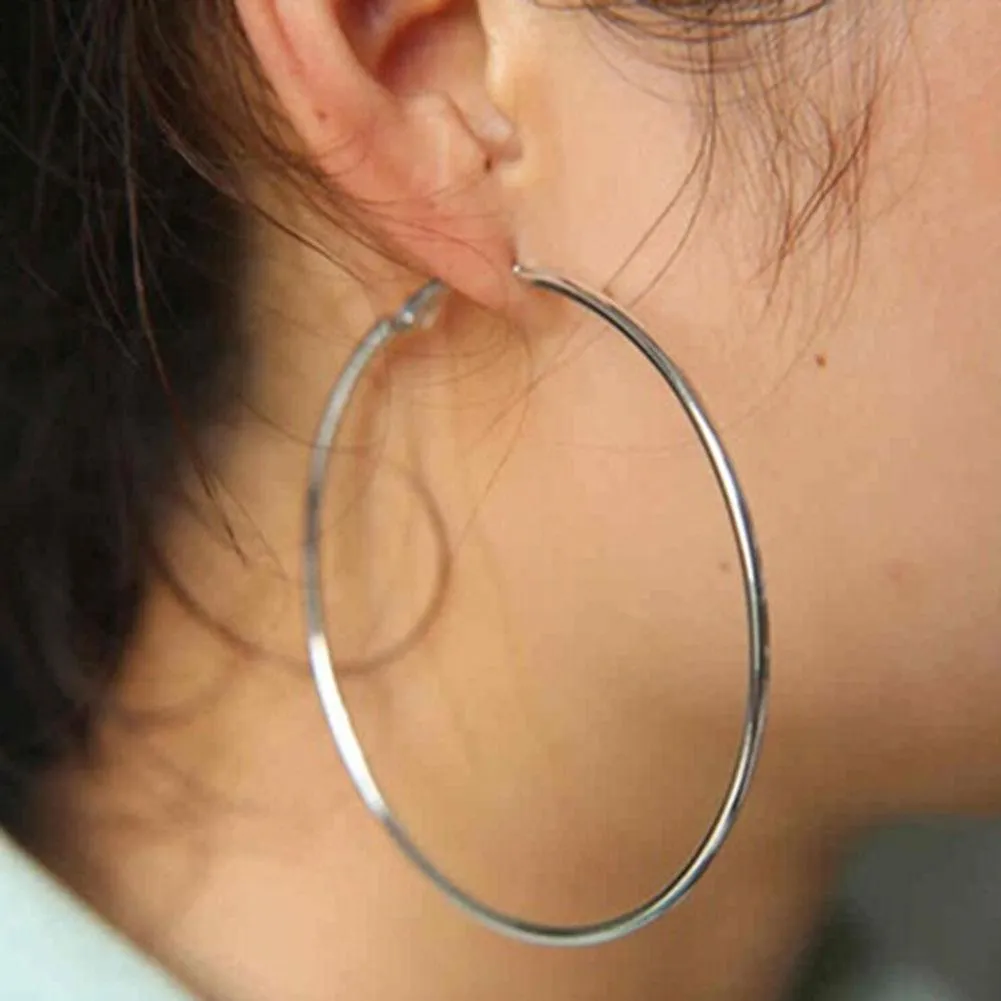 personality Super Big Circles Hoop Earrings For Women Fashion Gold Silver Color Jewelry Trendy Retro Big Round Circle Earrings