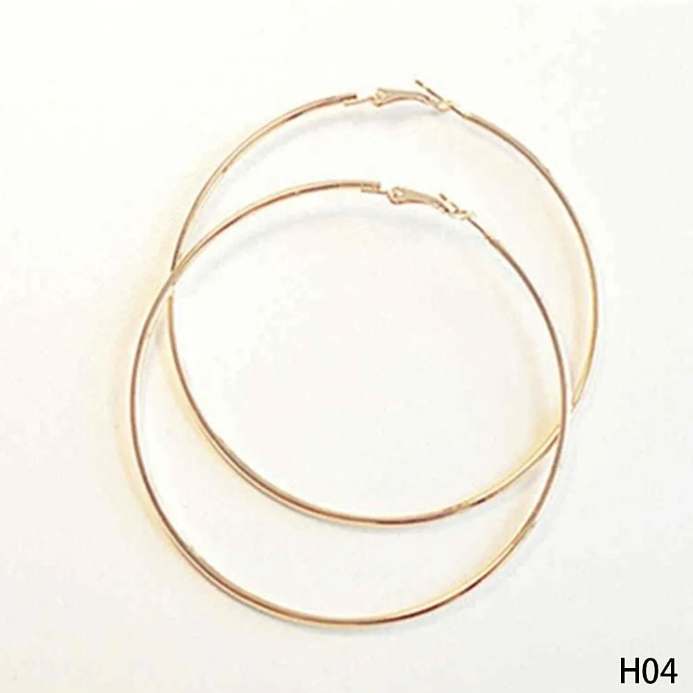 personality Super Big Circles Hoop Earrings For Women Fashion Gold Silver Color Jewelry Trendy Retro Big Round Circle Earrings