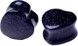 Piercing Plugs Ear Gauges Men Women Blue Heart Stone Ear Tunnels Ear Expander Body Piercing Jewelry, 2PCS, 6MM - 20MM