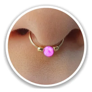 Pink opal faux Septum Ring - Fake Septum Jewelry - false septum piercing - 24g clip on ring