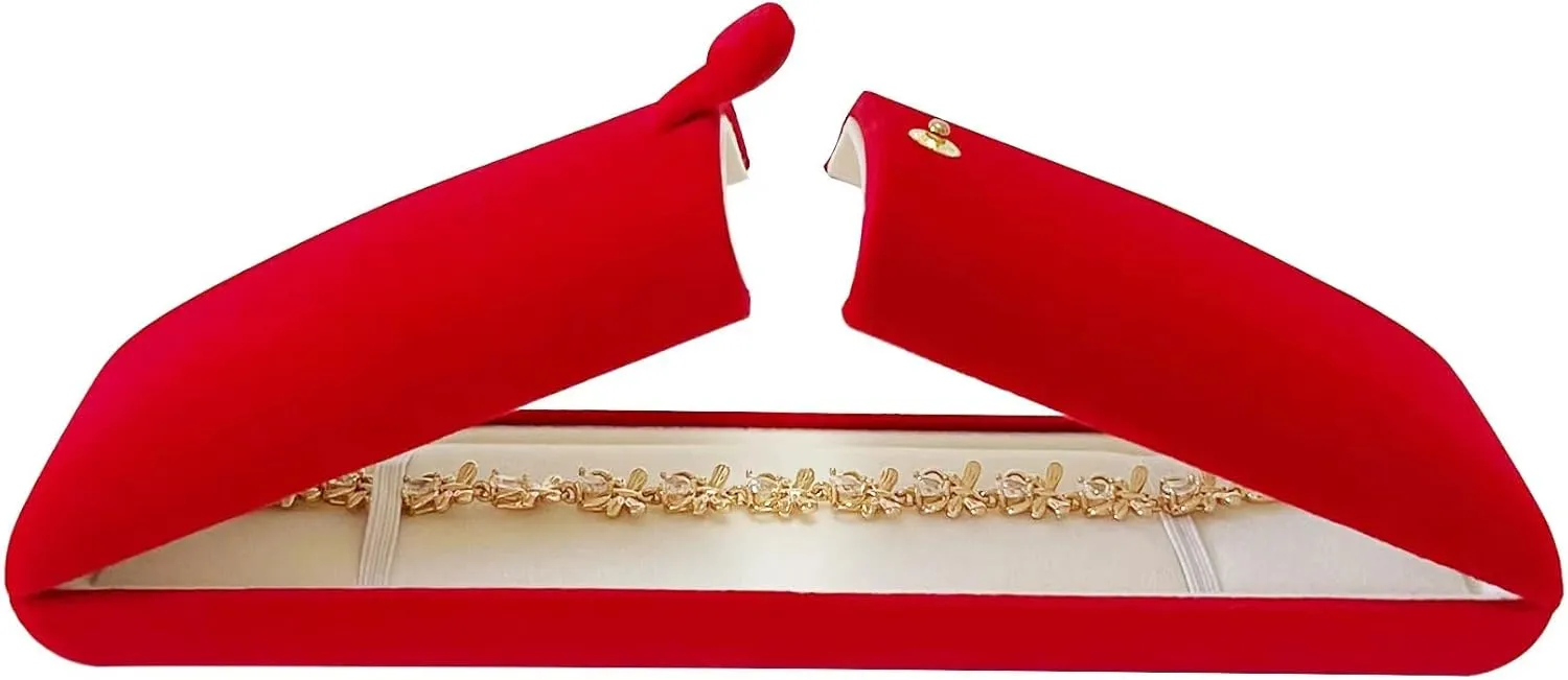 Premium Grade Classic Red Velvet Jewelry Box Storage Case Packaging for Necklace Watch Chain Bracelet (jewelry not included)
