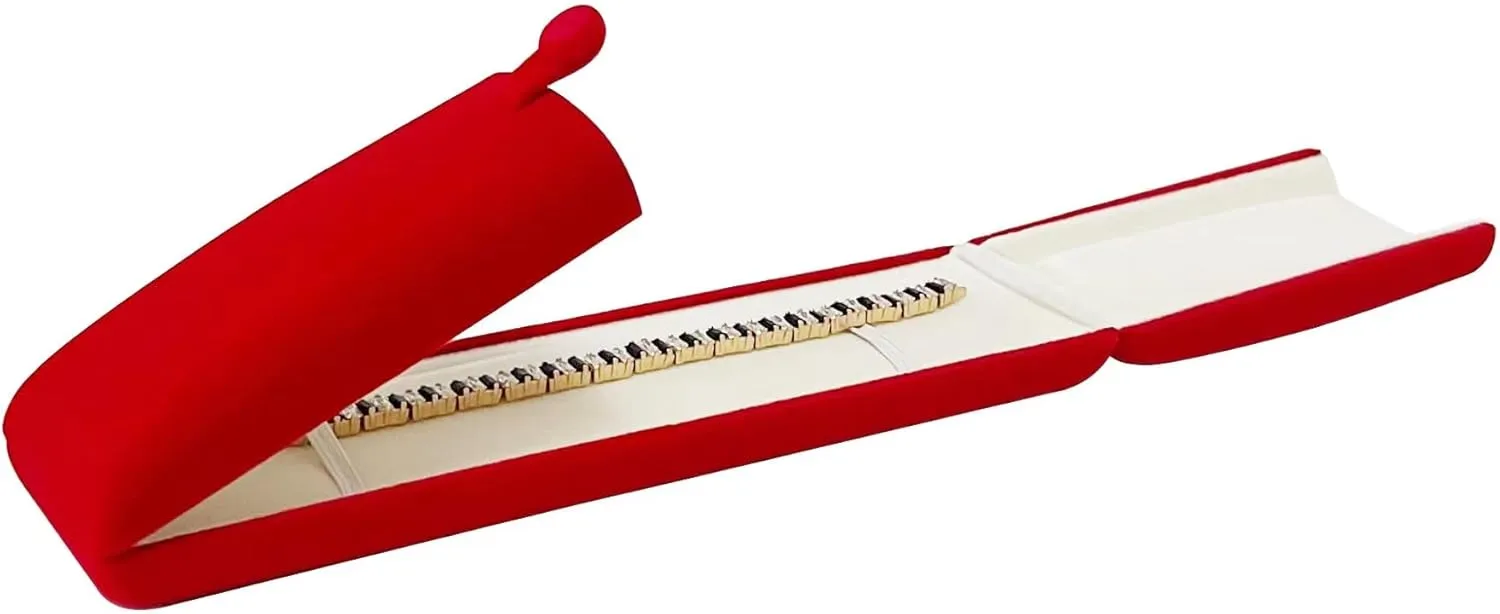 Premium Grade Classic Red Velvet Jewelry Box Storage Case Packaging for Necklace Watch Chain Bracelet (jewelry not included)