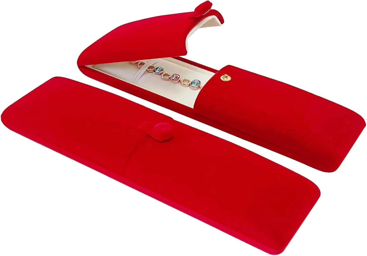Premium Grade Classic Red Velvet Jewelry Box Storage Case Packaging for Necklace Watch Chain Bracelet (jewelry not included)
