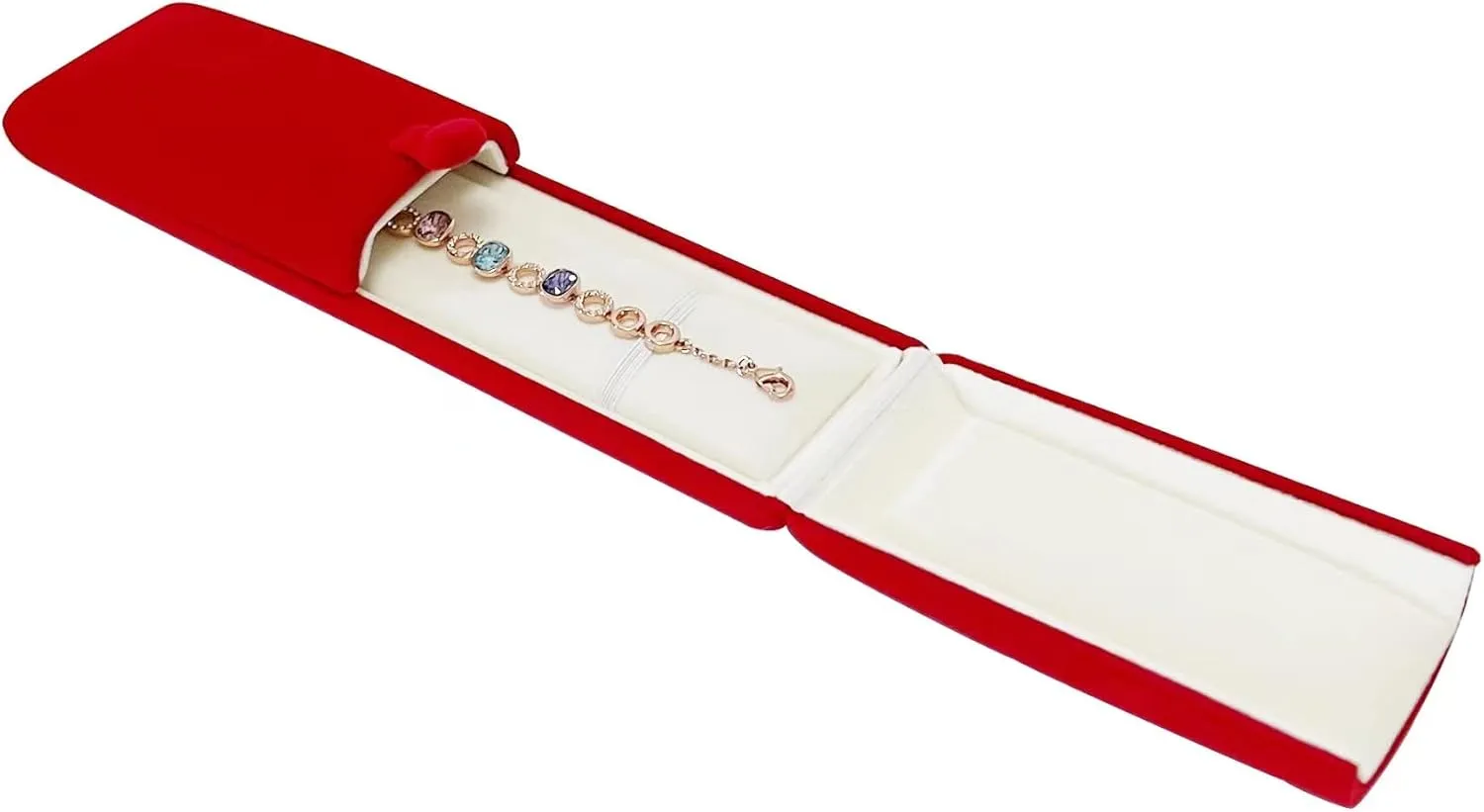 Premium Grade Classic Red Velvet Jewelry Box Storage Case Packaging for Necklace Watch Chain Bracelet (jewelry not included)