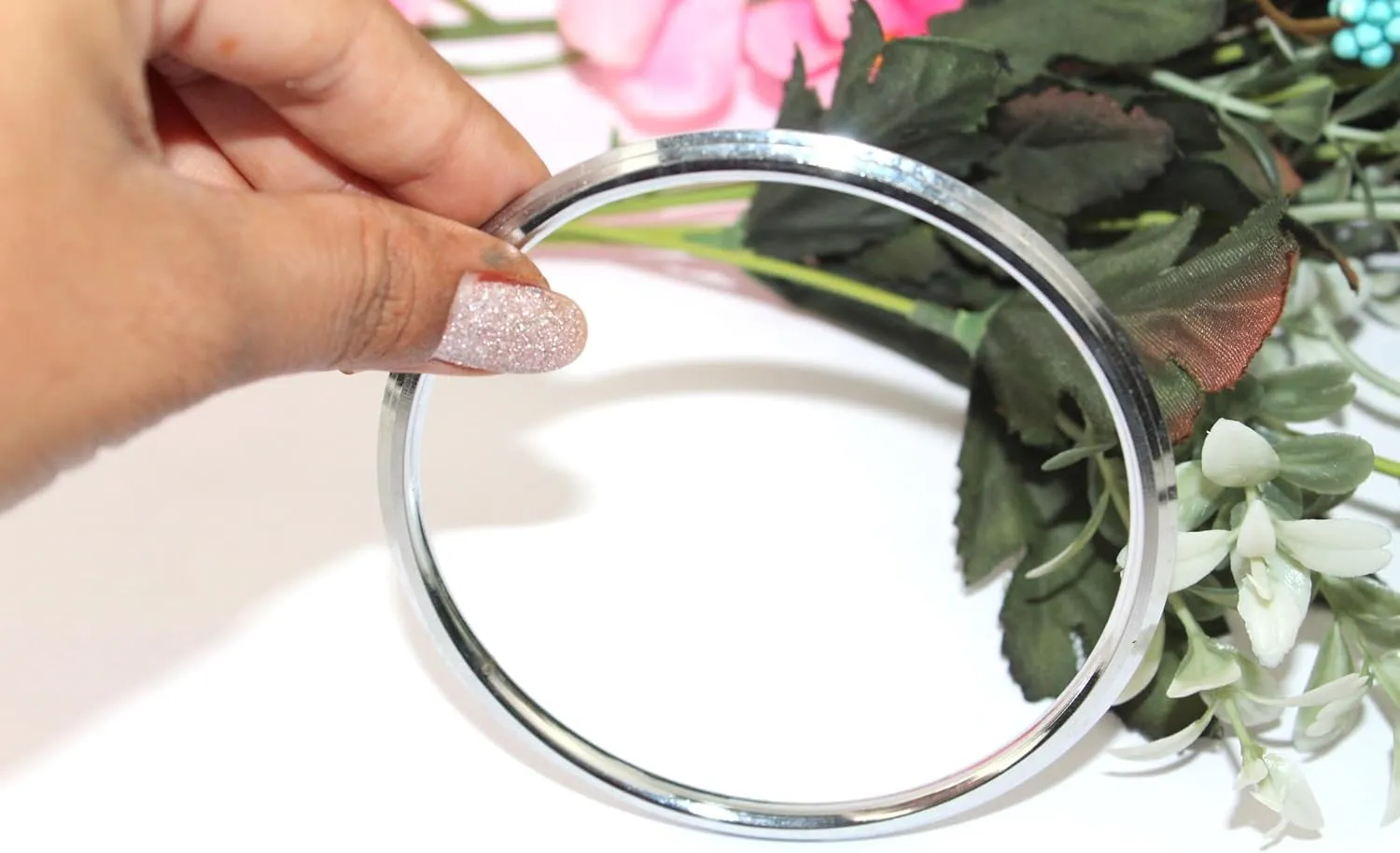 Punjabi/Sikh Steel Kada for Men Women Boys Girls Punjabi/Sikh Religious Stainless Steel Silver Link Bracelet Internal 6-8.2 cm Thickness 0.5 cm Weight-30-40 Gram