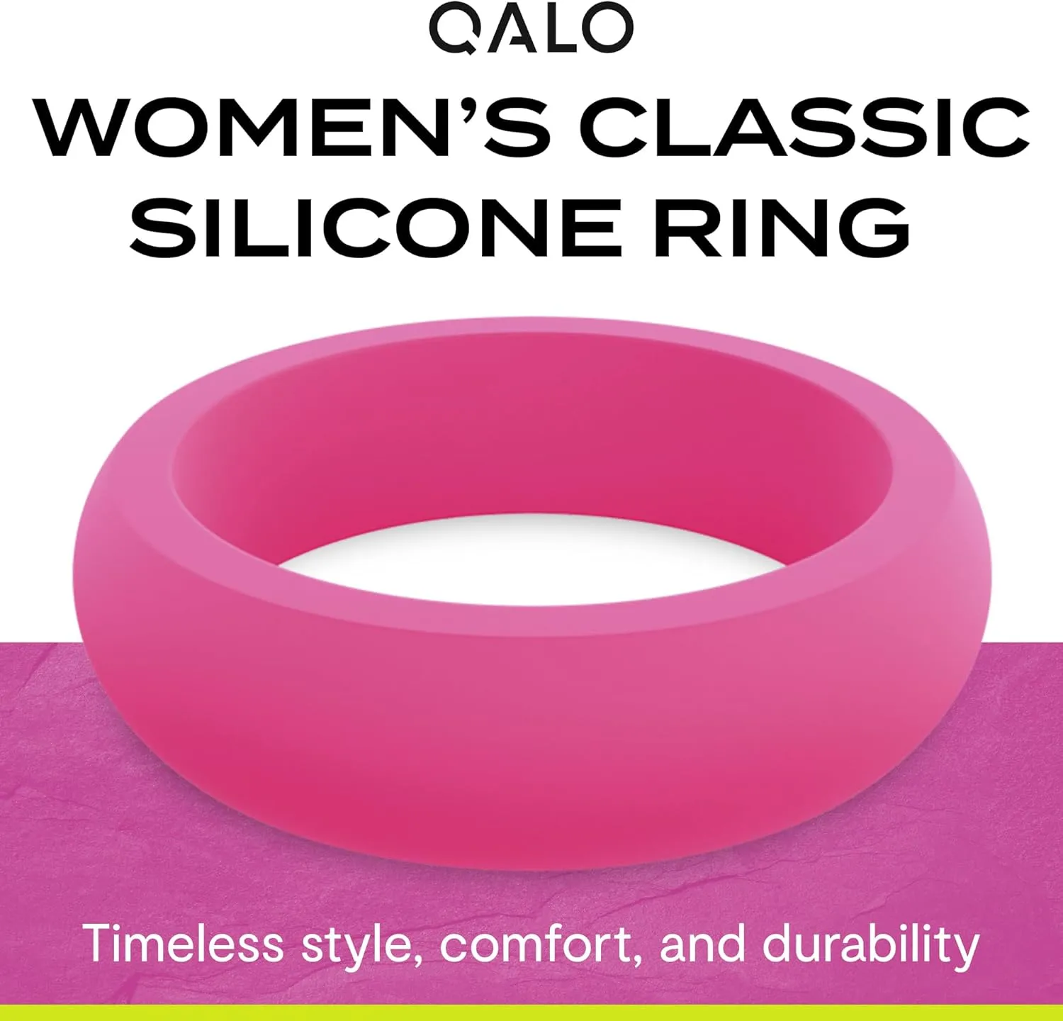 QALO Women's Rubber Silicone Ring, Classic Silicone Wedding Ring for Women, Breathable, Durable Engagement Silicone Band, 5.5mm Wide 2.5mm Thick, Multicolor