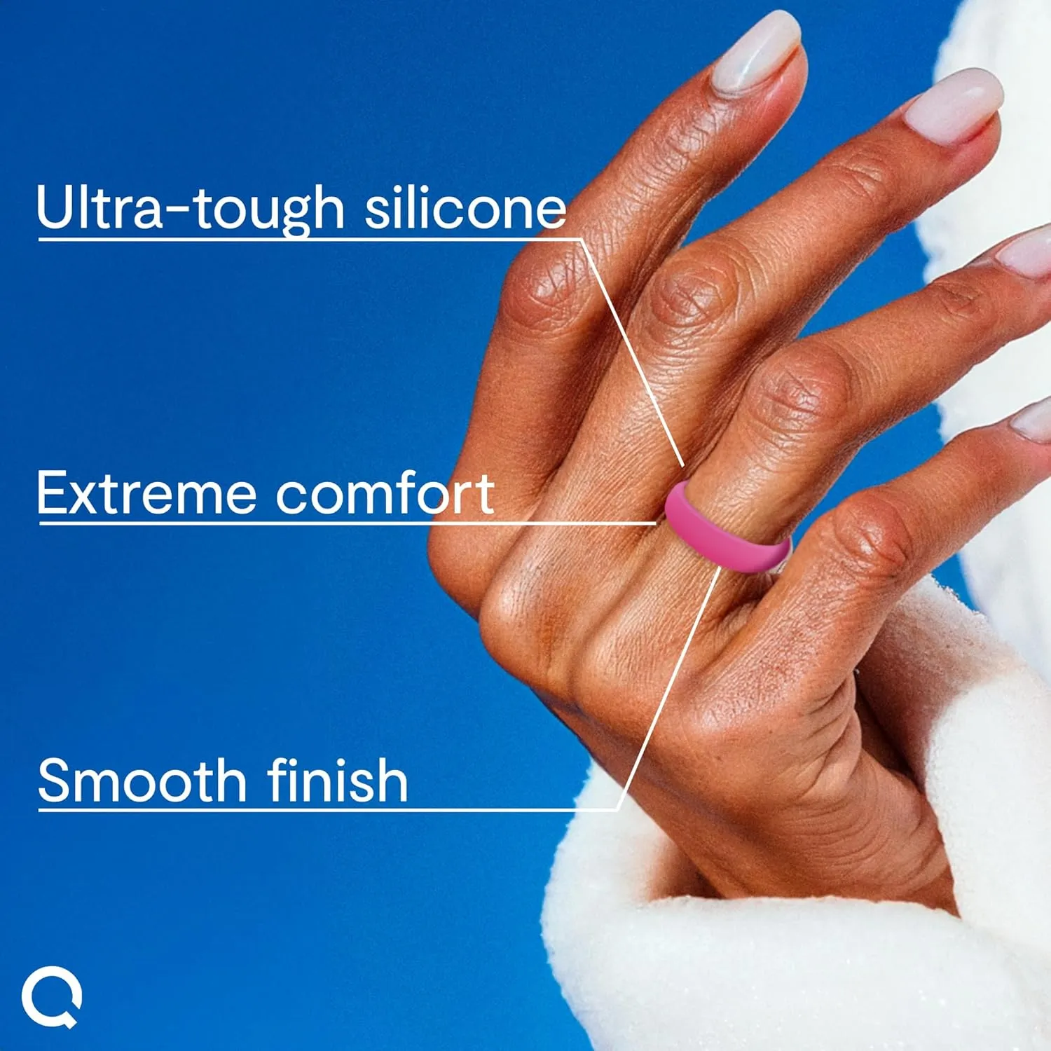 QALO Women's Rubber Silicone Ring, Classic Silicone Wedding Ring for Women, Breathable, Durable Engagement Silicone Band, 5.5mm Wide 2.5mm Thick, Multicolor