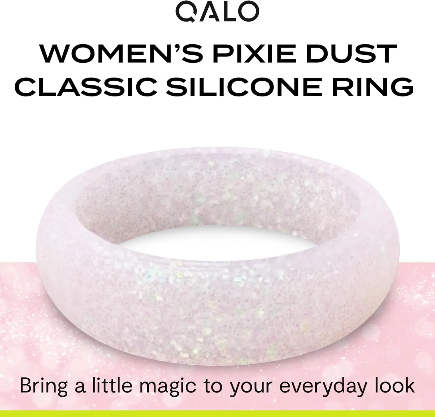 QALO Women's Rubber Silicone Ring, Classic Sparkle Rubber Wedding Band, Breathable, Durable Engagement Silicone Ring, Multi Colors