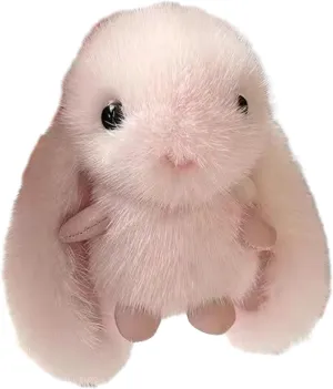 Rabbit Backpack Plush Pendant Cartoon Furry Rabbit Keyring Handbag Ornament Cute Accessories Adult Child Favor Gift Soft Rabbit Keychain, Pink
