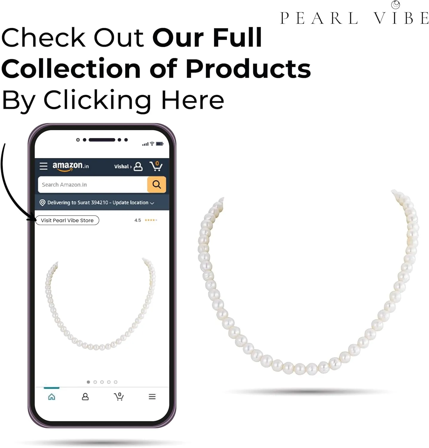 Real Pearl Necklace AAA  Quality White Freshwater Pearls Necklace for Women | 6.5-7mm Round White Pearls with 925 Sterling Silver Clasp - Pearl Gifts for Anniversary