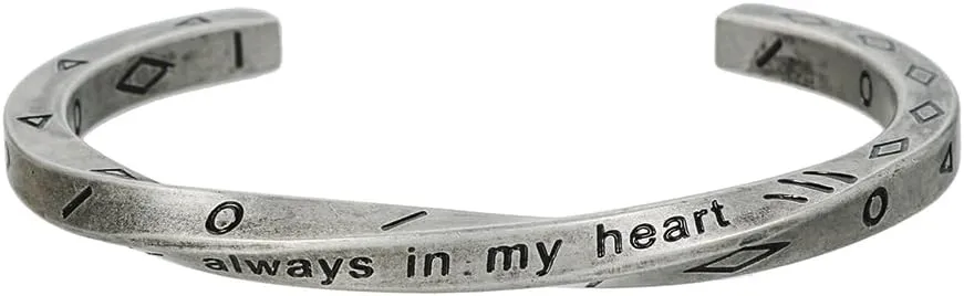 Retro Silver Cuff Bracelets for Men Women - 18K Gold Plated Stainless Steel Viking Always In My Heart Cuff Bangles Bracelets