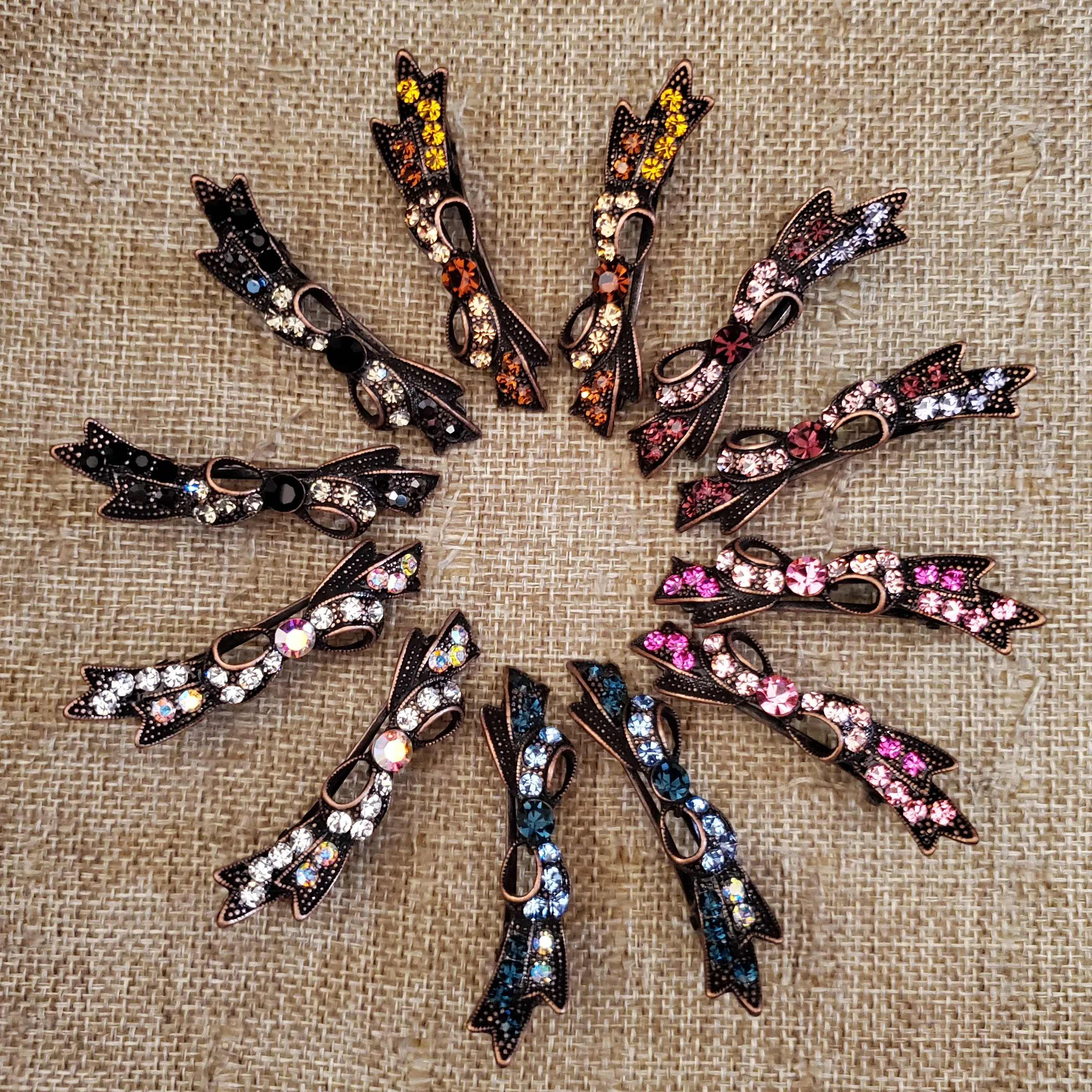 Rhinestone Bow Hair Clip Mini Alligator Claw