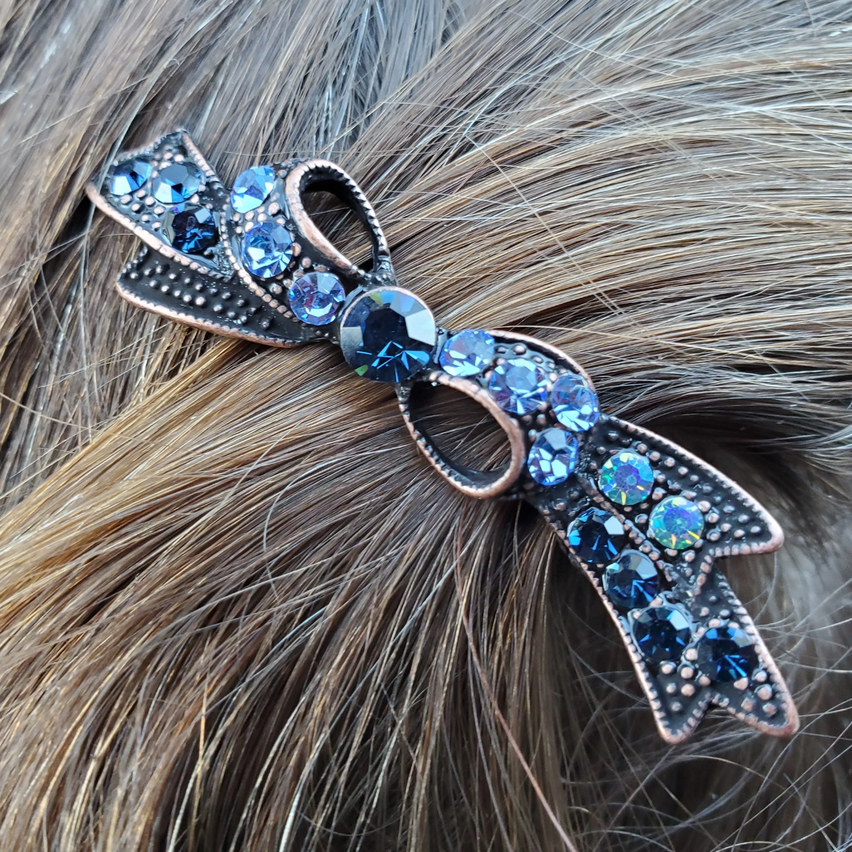 Rhinestone Bow Hair Clip Mini Alligator Claw