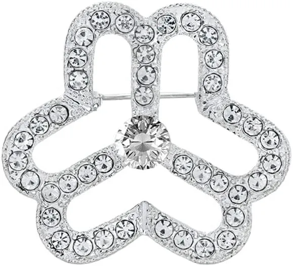 Rhinestone Hearted Flower Brooch Pin for Women Girls Fashion Crystal Shamrock Clover Union Brooches Lapel Pins Cute Lucky Decor Dress Accessories Wedding Holiday Father's Day Jewelry Gift Souvenir