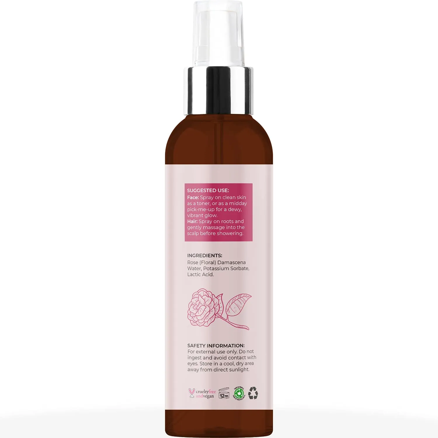 Rose Water Spray for Face Care - Pure Rosewater Facial Mist for Aging Skin and Alcohol Free Toner for Face - Nourishing and Hydrating Face Mist for Oily Sensitive Dry Skin and Oily Scalp Care Cleanser