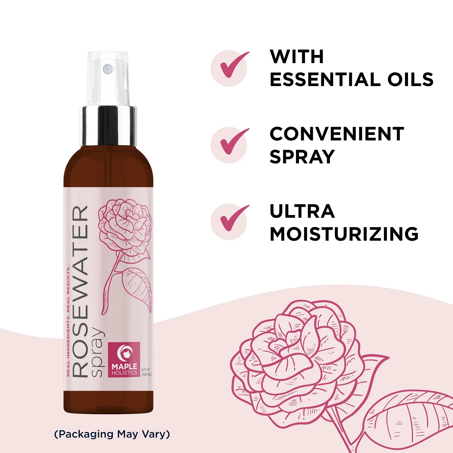 Rose Water Spray for Face Care - Pure Rosewater Facial Mist for Aging Skin and Alcohol Free Toner for Face - Nourishing and Hydrating Face Mist for Oily Sensitive Dry Skin and Oily Scalp Care Cleanser