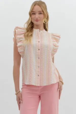 Roxie Stripped Ruffle Sleeve Top