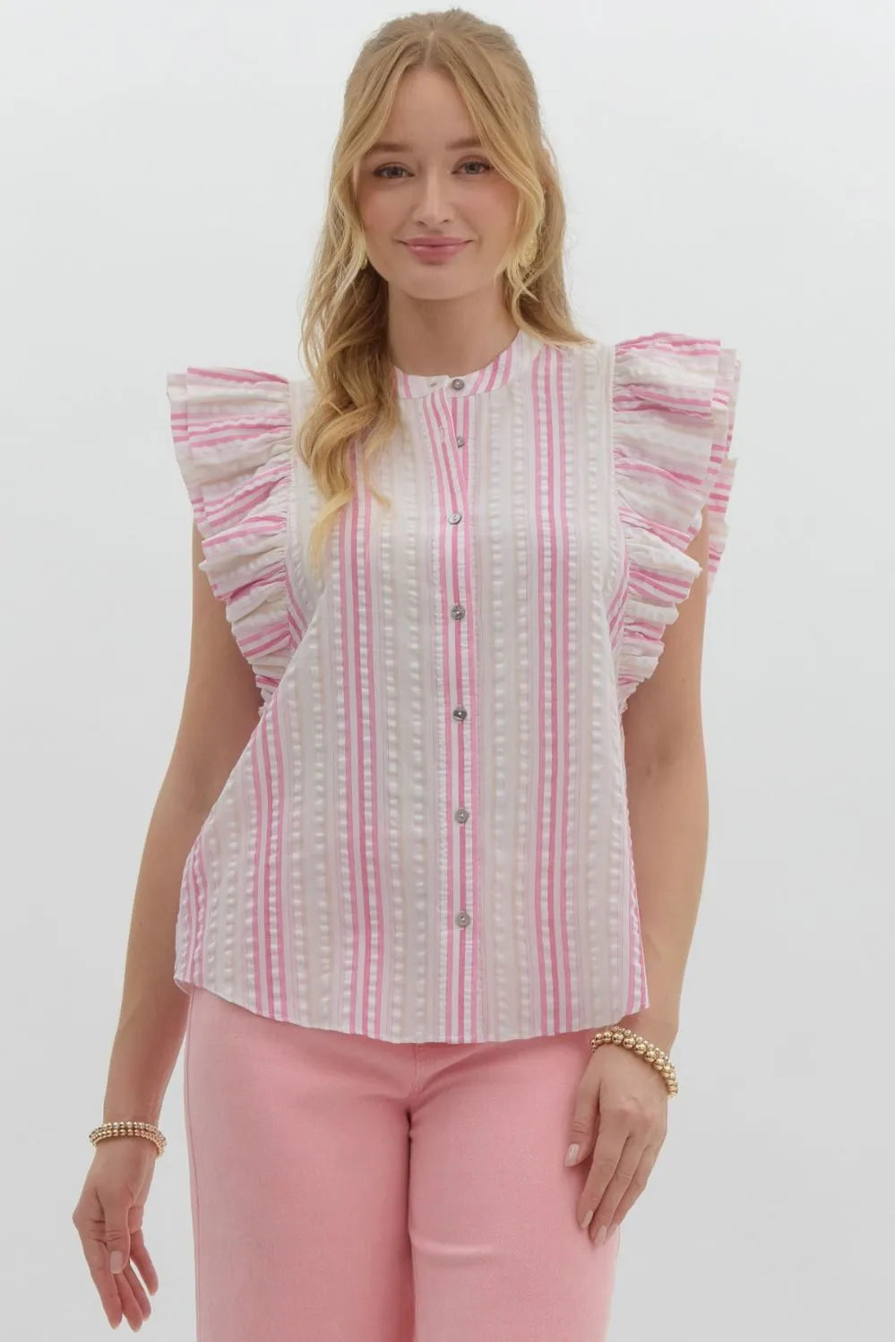 Roxie Stripped Ruffle Sleeve Top