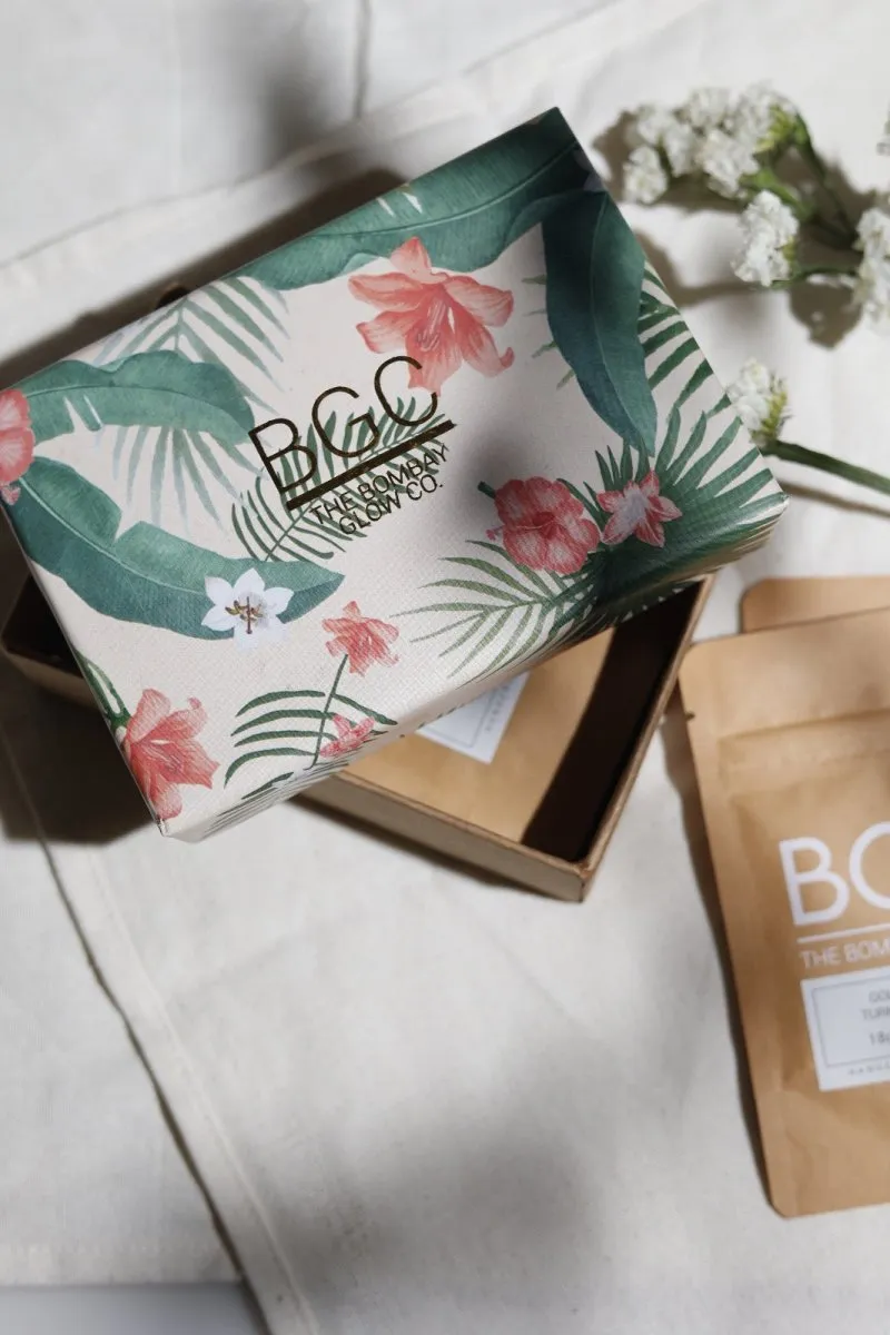 Self Care Box | Turmeric Latte, Rose Glow Mask, Scalp Cleansing, Detox Bathing Powder