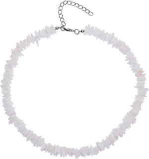 Set White Puka Shell Adjustable Chain Necklace Anklet Hawaiian Seashell for Women Beach Necklaces Clam Chips Surfer Jewelry Conch Handmade Bohemian Summer Imitation Cool Fossil Shark Teeth