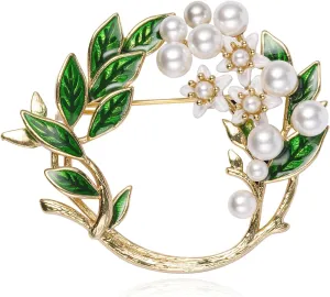 SHE'S FREE STYLE JUST FOR YOU Handmade Gardenia Brooches and Pins For Women, Enamel Flower Brooch Green Leaves Pins Hand Dripping Oil Jewelry Brooch Pins Fashion Garland Safety Pins