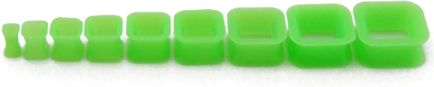 Silicone Plugs for Ears Gauges Women and Men Multicolor Square Shape Ear Tunnels Ear Expander Body Piercing Jewelry, 2PCS, 4MM - 20MM
