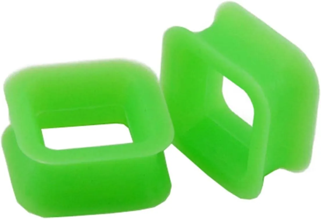 Silicone Plugs for Ears Gauges Women and Men Multicolor Square Shape Ear Tunnels Ear Expander Body Piercing Jewelry, 2PCS, 4MM - 20MM