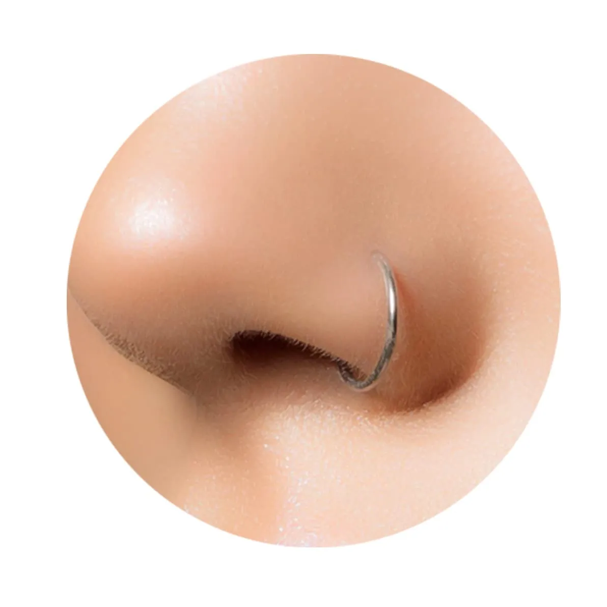 Silver Nose Ring - Handmade Dainty Sterling Silver Nose Piercing Ring - 7mm Thin 20 Guage Silver Nose Hoops For Women