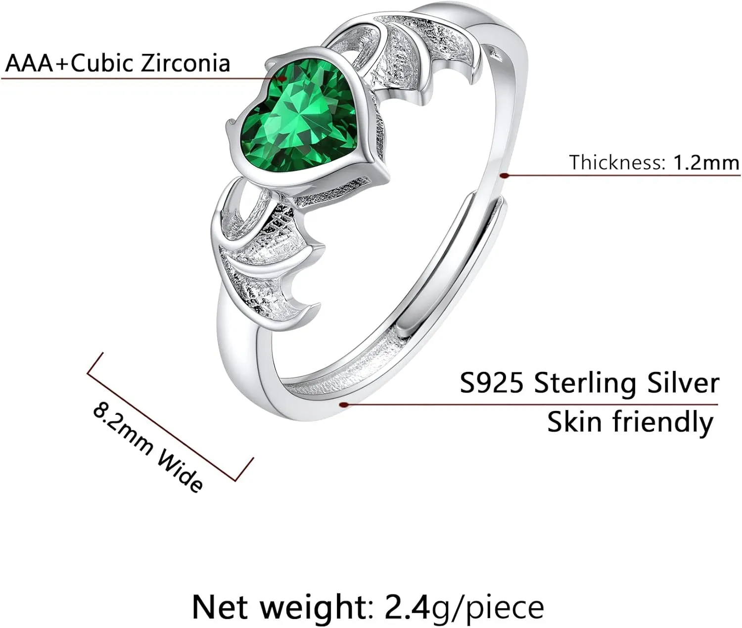 SILVERCUTE Wedding Band Rings S925 Sterling Silver Platinum Plated/18K Gold Plated Tarnish Resistant Open Ring,Birthstone Cubic Zirconia Fine Rings