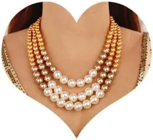 Sither 3 Layers Pearls Necklace for Women Vintage Chunky Pearls Choker Necklace for Halloween Christmas Party Costume Jewelry Gift (yellow)