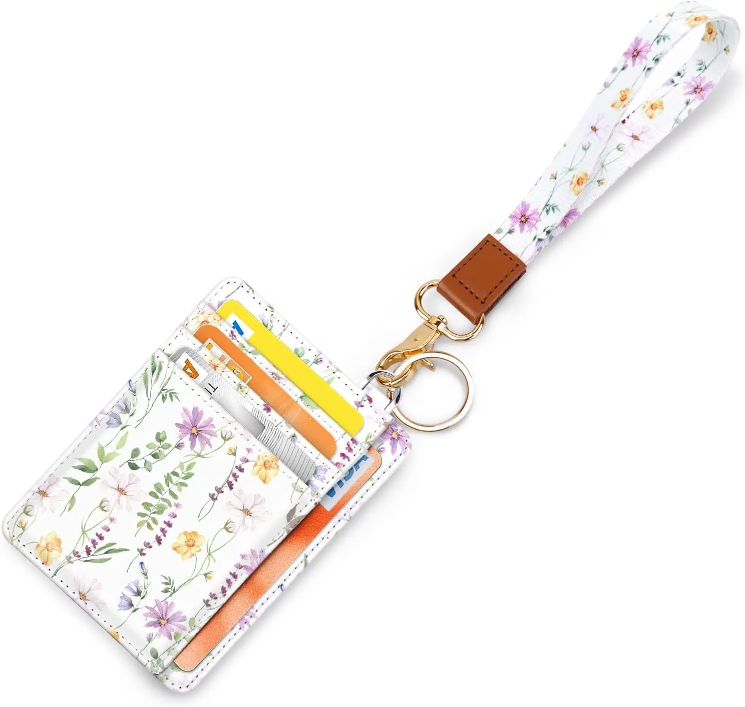Slim Front Pocket Wallet RFID ID Card Holder Cute Small Wallet with Keychian for Women