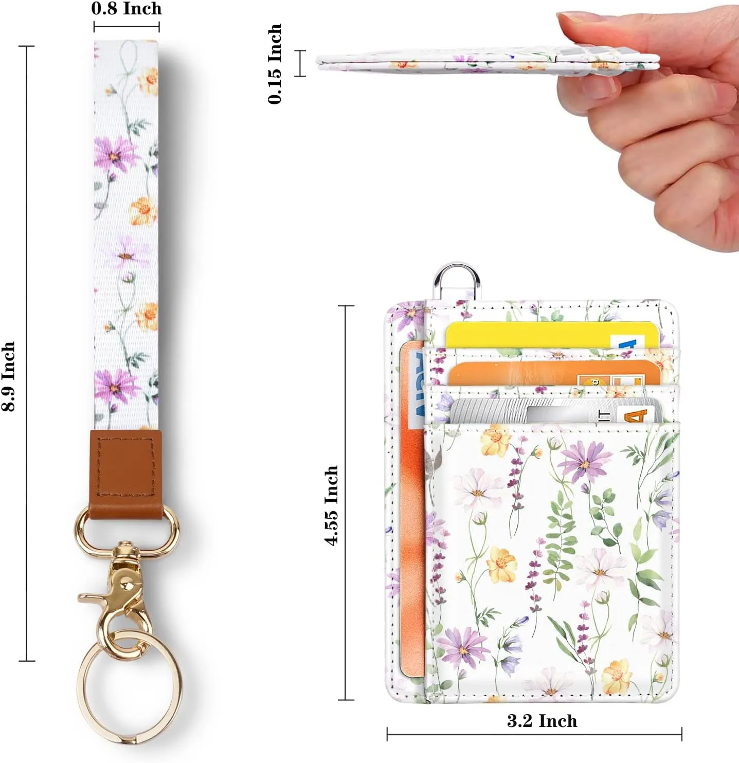 Slim Front Pocket Wallet RFID ID Card Holder Cute Small Wallet with Keychian for Women
