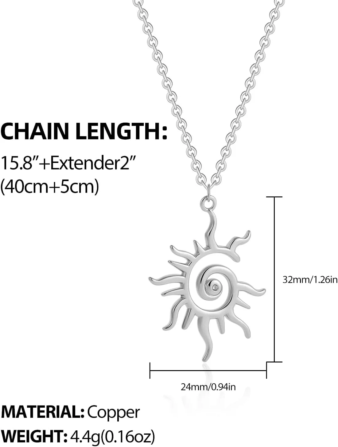 SLOONG Gold Charm Necklace for Women, 14K Gold Plated Sun Necklac Spiral Design Pendant Necklace, Elegant Sun Necklaces Jewelry Gift for Her