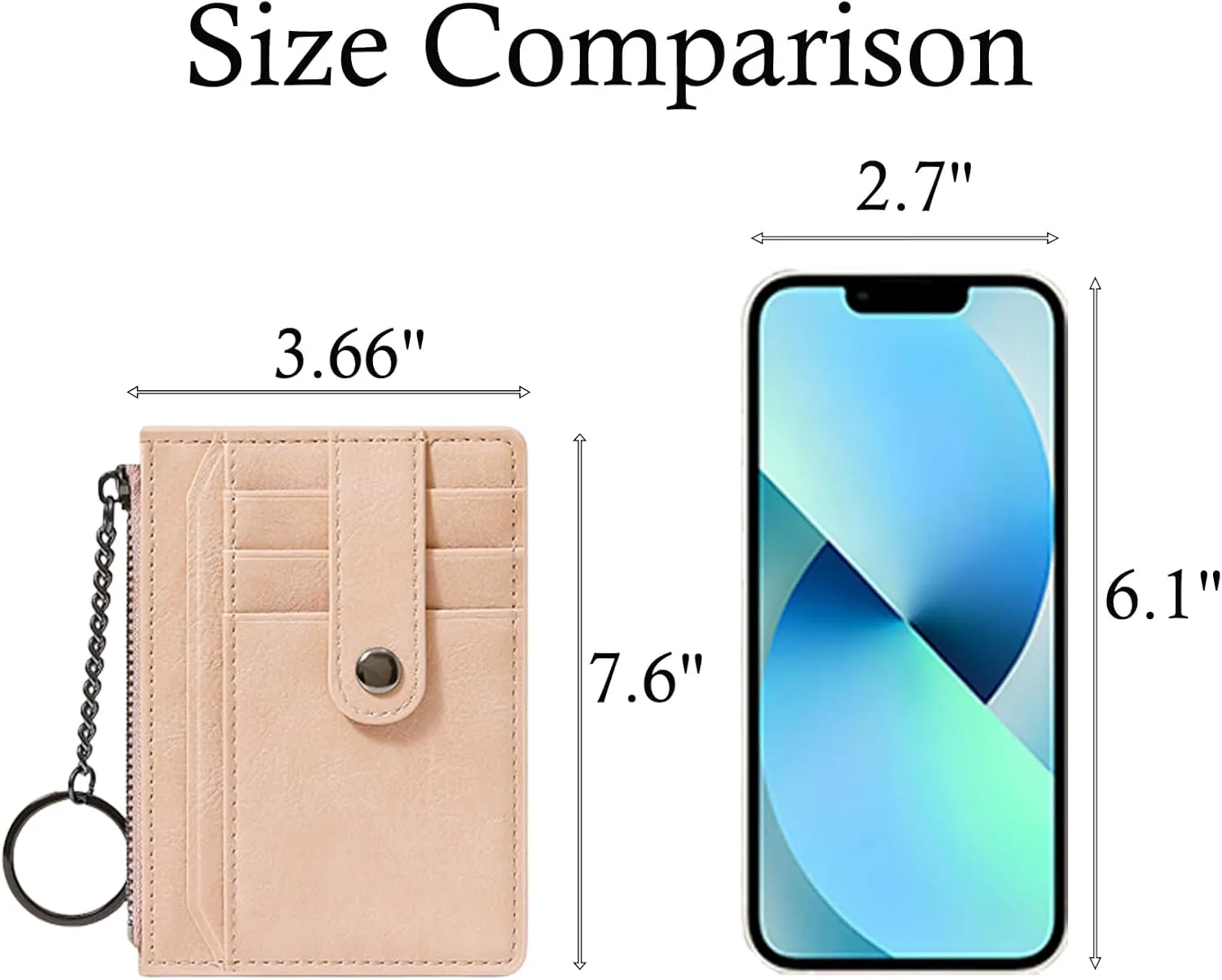 Small Wallet for Women Slim RFID Blocking Credit Card Holder Minimalist Keychain Wallet with Zipper Pocket