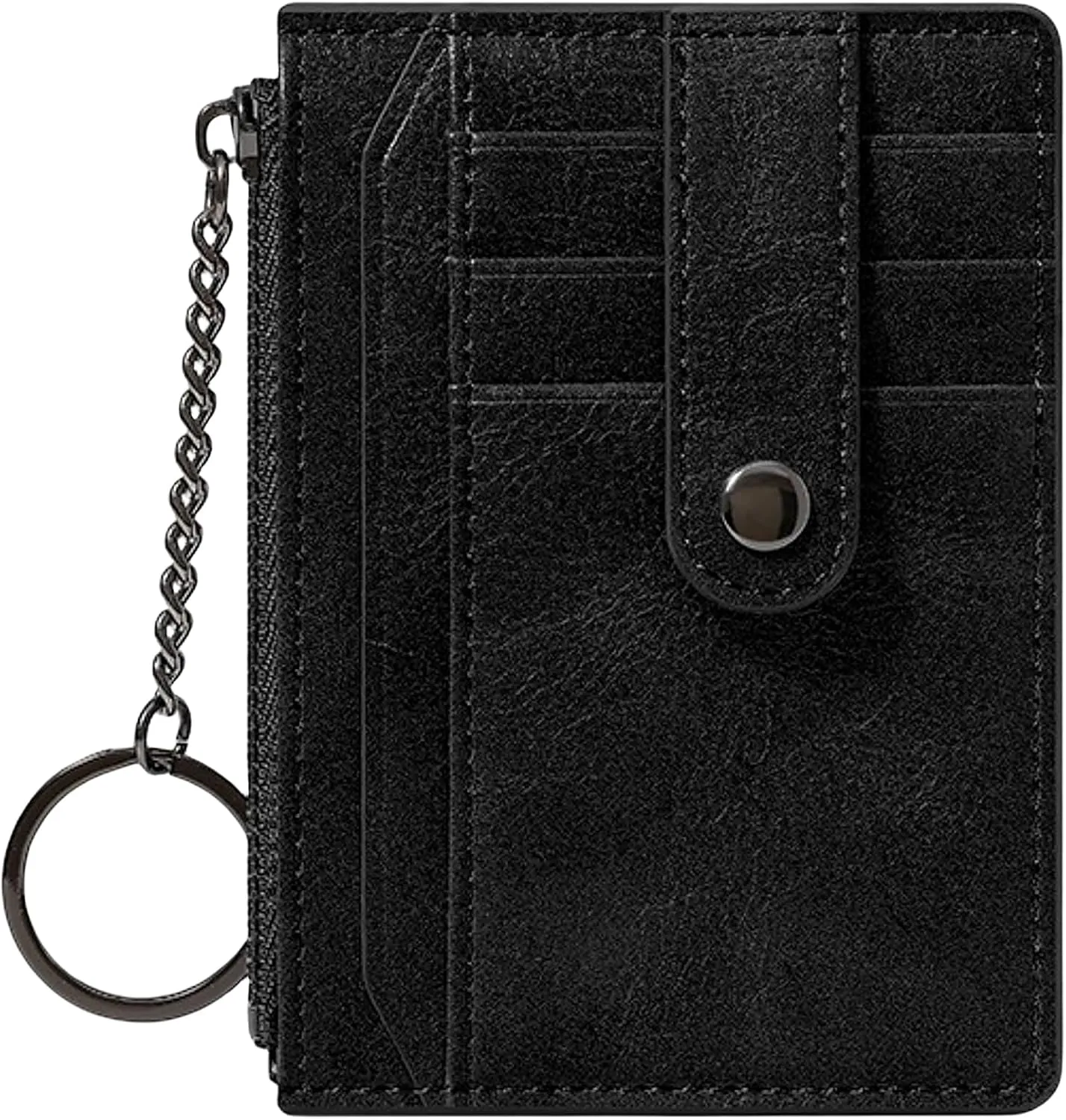 Small Wallet for Women Slim RFID Blocking Credit Card Holder Minimalist Keychain Wallet with Zipper Pocket