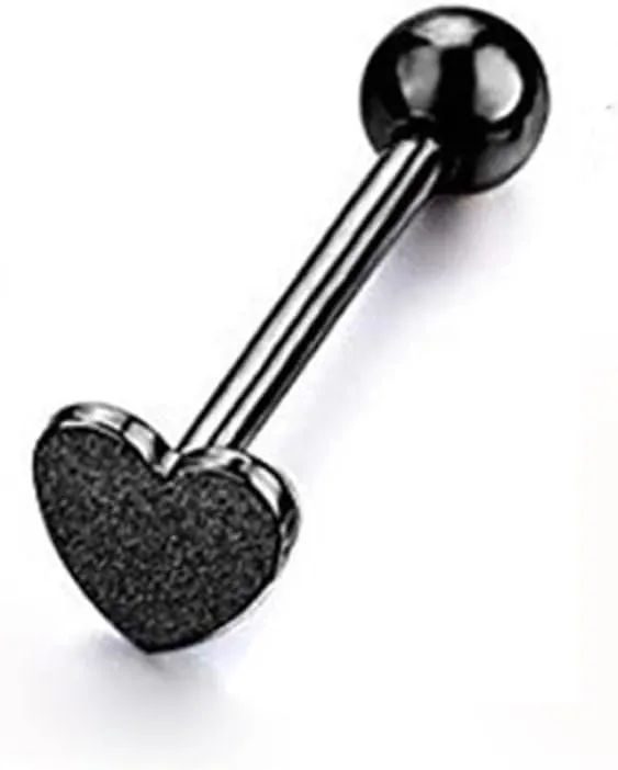 SMDSAZ Tongue Bar Surgical Steel Barbell Body Piercing Body Stud Ring No Piercing Lip Nipple Eyebrow Lobe Rings Body Jewelry (Metal Color : 1 PC-Black)