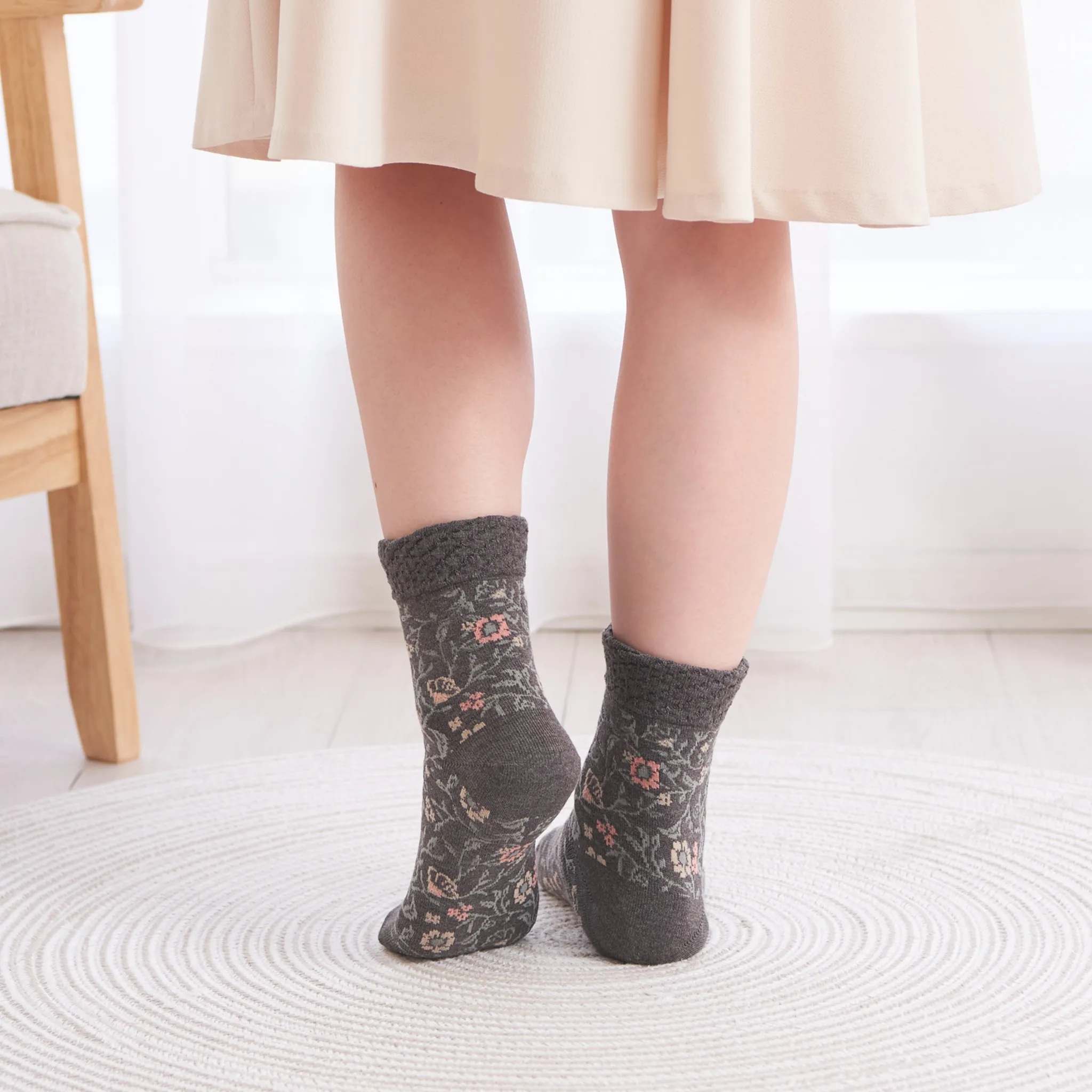 Smooth-heel socks double-layer wool blend [Garden] - 661