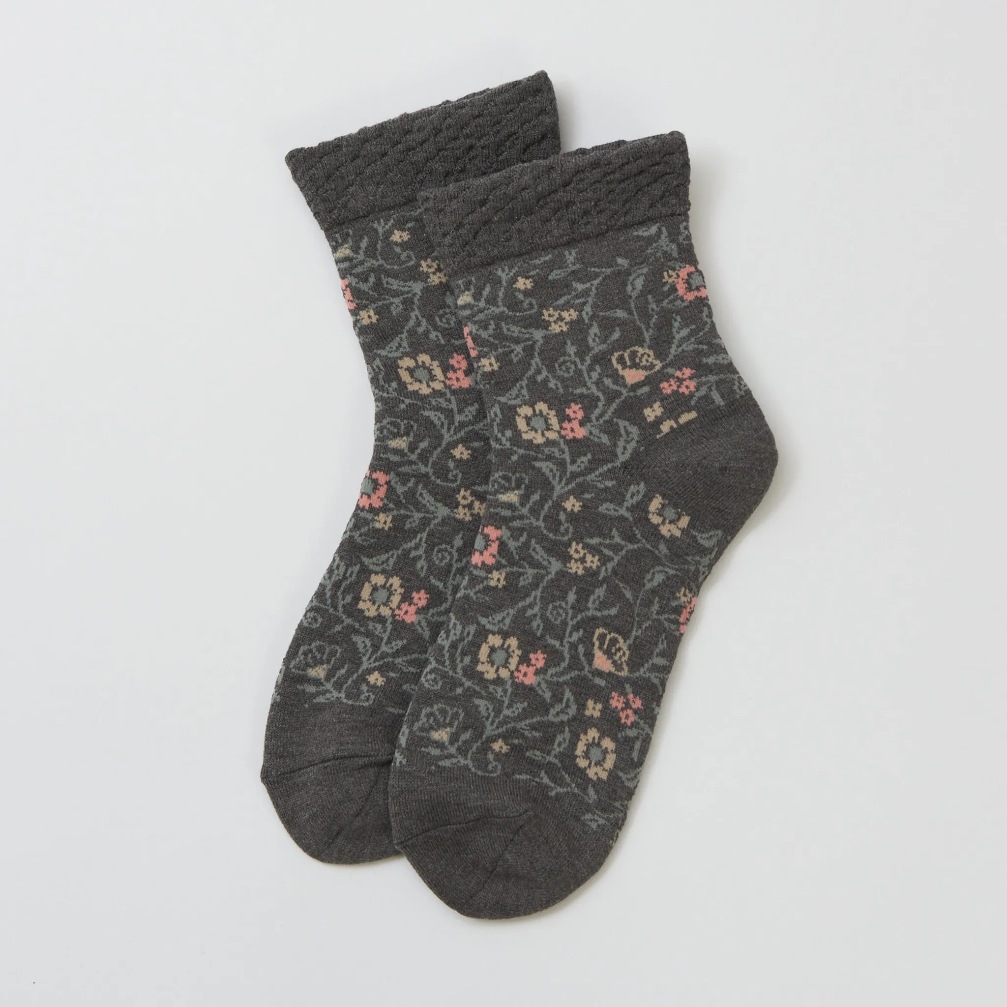 Smooth-heel socks double-layer wool blend [Garden] - 661