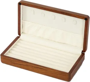 Solid Wood Jewelry Organizer Box Storage for Rings, Earrings, Cufflinks Jewelry Case Velvet-Lined Interior Travel-Friendly Handcrafted Portable Brass Hinges Vintage Gift for Mother's Day
