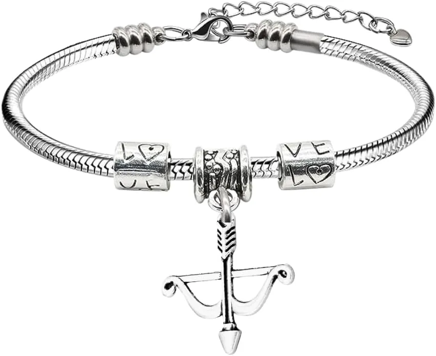 Sportybella Elegant Silver Plated Adjustable Archery Bracelet | Love Charm Snake Chain Bracelet with Archery Pendant | Best Jewelry Gift for Archery Players and Team