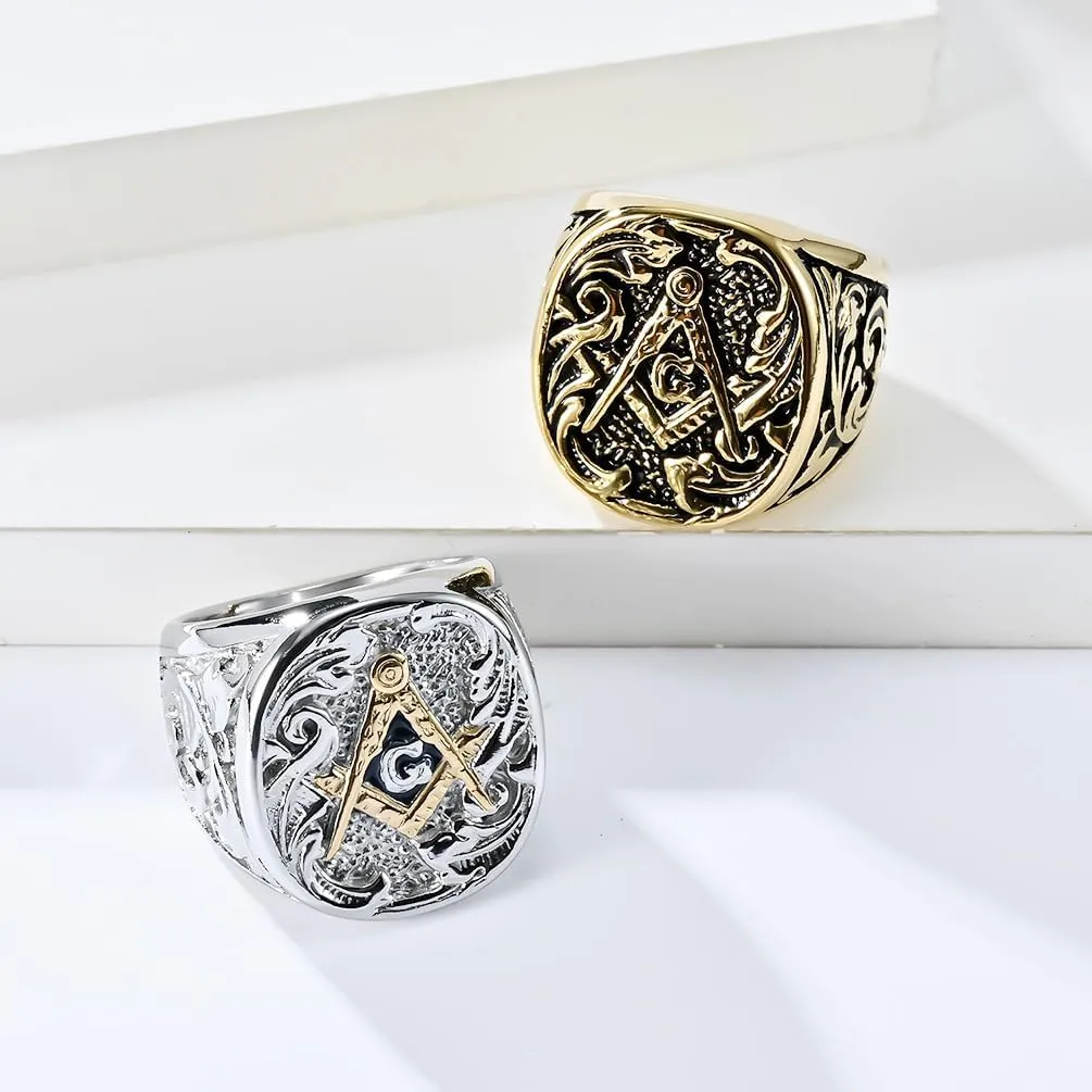 Stainless Steel Freemason Masonic Signet Rings Classic Master Mason Biker Band Jewelry Gifts