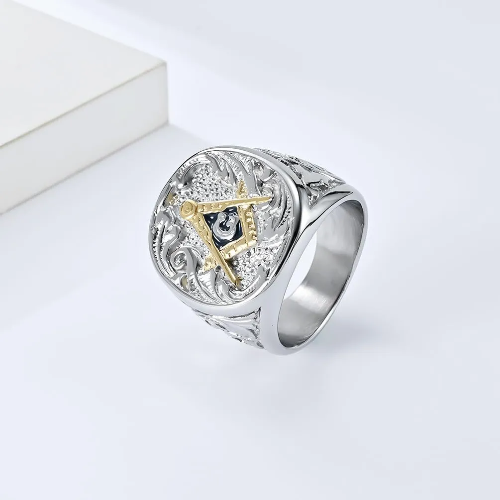Stainless Steel Freemason Masonic Signet Rings Classic Master Mason Biker Band Jewelry Gifts